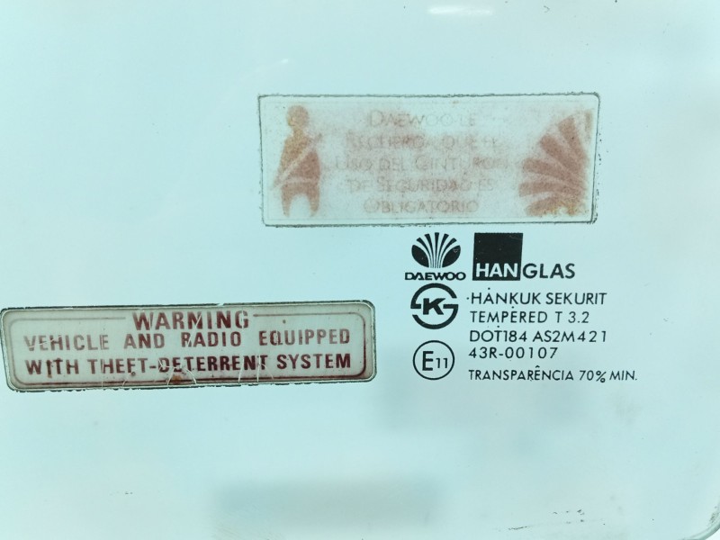Recambio de luna delantera izquierda para chevrolet matiz (m200, m250) 0.8 referencia OEM IAM   