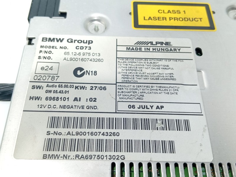 Recambio de sistema audio / radio cd para bmw 3 (e90) 318 d referencia OEM IAM   