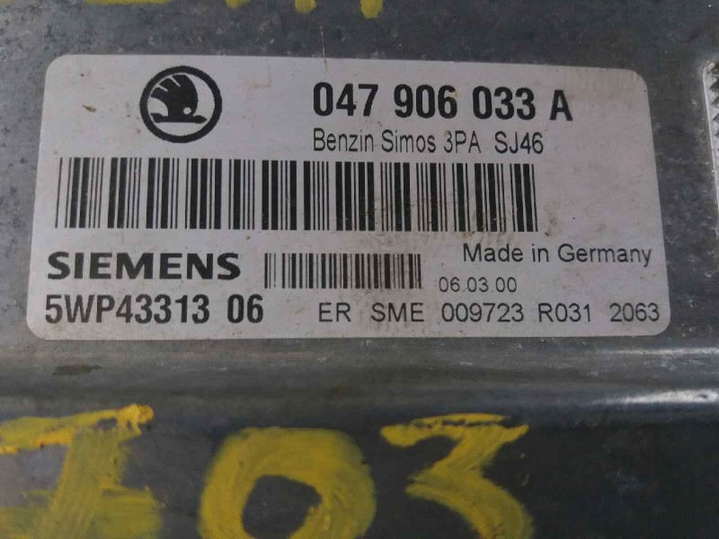 Recambio de centralita motor uce para skoda fabia (6y2/6y3)    |   0.00 - 0.07 | 2000 - 2007 referencia OEM IAM 047906033A 5WP43