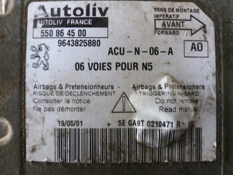 Recambio de centralita airbag para peugeot 306 break 2.0 hdi cat   |   0.79 - ... | 1979 | 90 cv / 66 kw referencia OEM IAM 5508