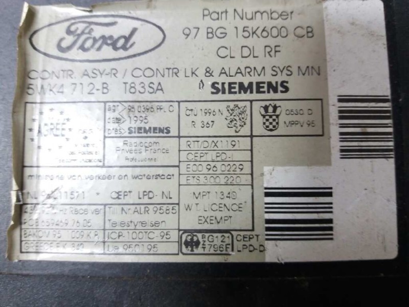 Recambio de modulo electronico para ford mondeo berlina (gd) ghia   |   08.96 - 12.01 | 1996 - 2001 | 131 cv / 96 kw referencia 