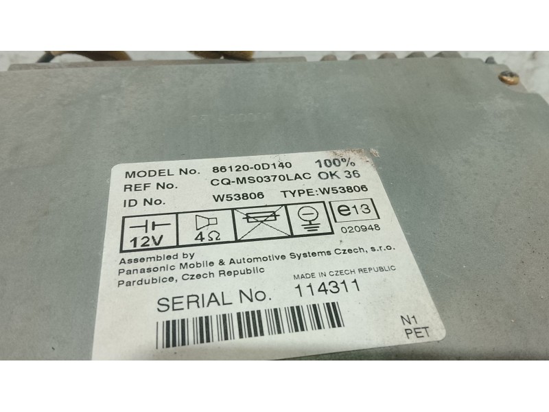 Recambio de sistema audio / radio cd para toyota yaris (_p1_) 1.3 (scp12_, scp13_) referencia OEM IAM   