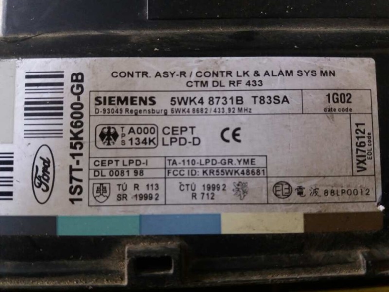 Recambio de modulo confort para ford mondeo berlina (ge) trend   |   09.00 - 12.02 | 2000 - 2002 | 116 cv / 85 kw referencia OEM