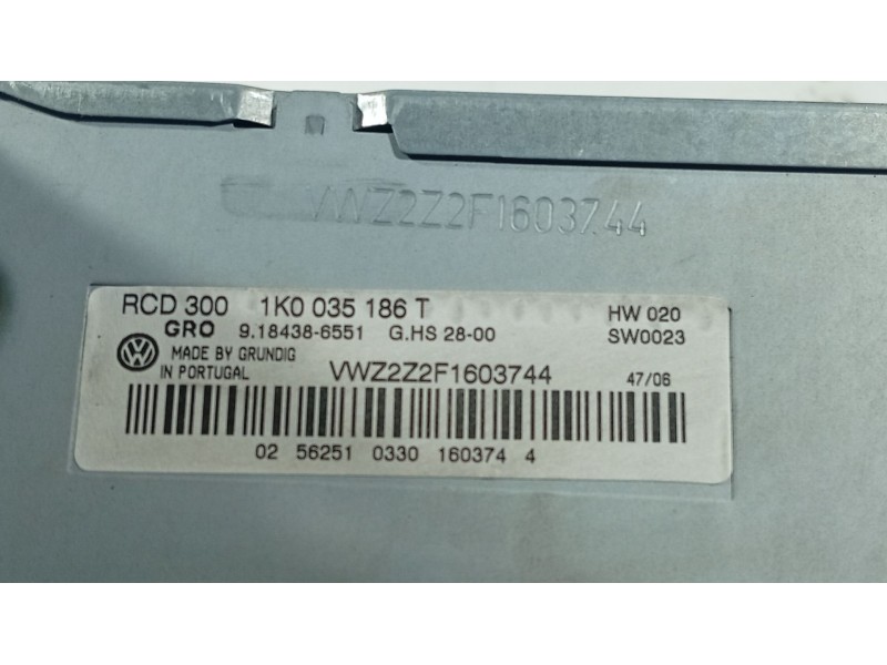 Recambio de sistema audio / radio cd para volkswagen golf v (1k1) 1.6 referencia OEM IAM   