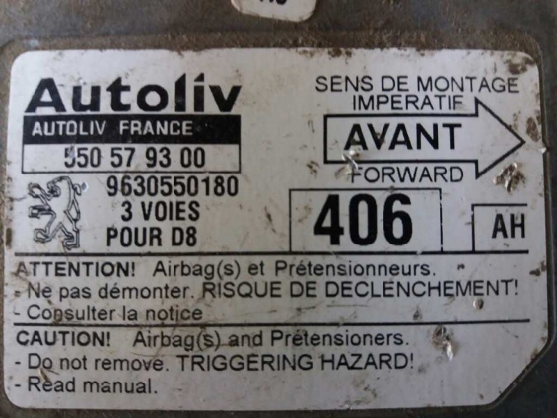 Recambio de centralita airbag para peugeot 406 berlina (s1/s2) sldt   |   08.95 - 12.98 | 1995 - 1998 | 90 cv / 66 kw referencia