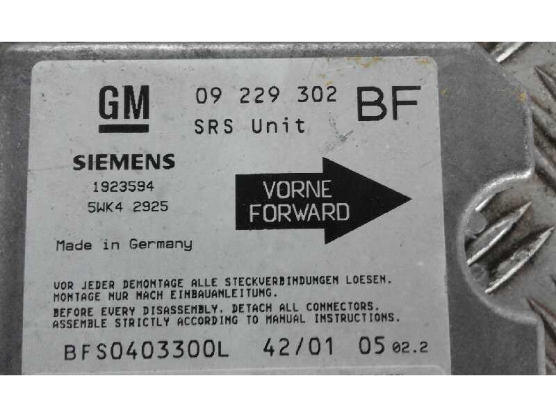 Recambio de centralita airbag para opel astra g berlina club   |   12.99 - 12.03 | 1999 - 2003 | 75 cv / 55 kw referencia OEM IA
