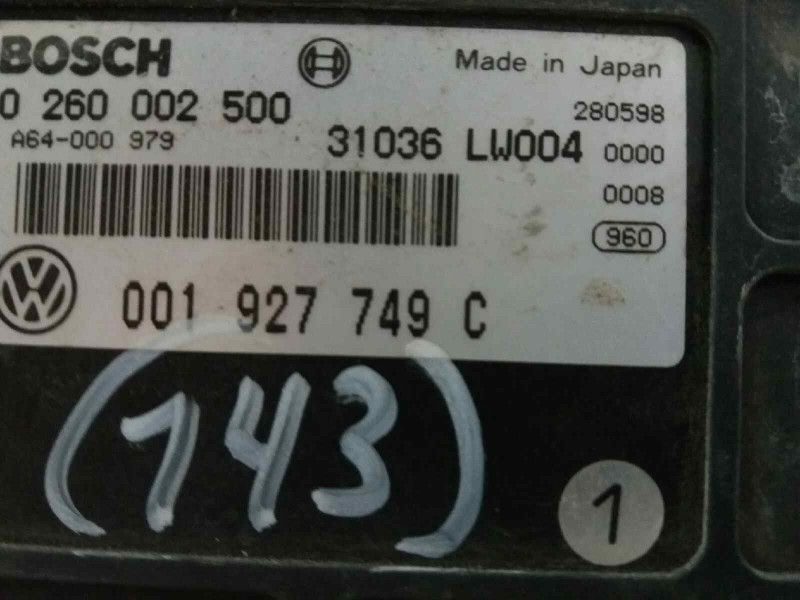 Recambio de centralita motor uce para seat arosa (6h1)    |   0.00 - 0.05 | 2000 - 2005 referencia OEM IAM 0260002500 001927749C