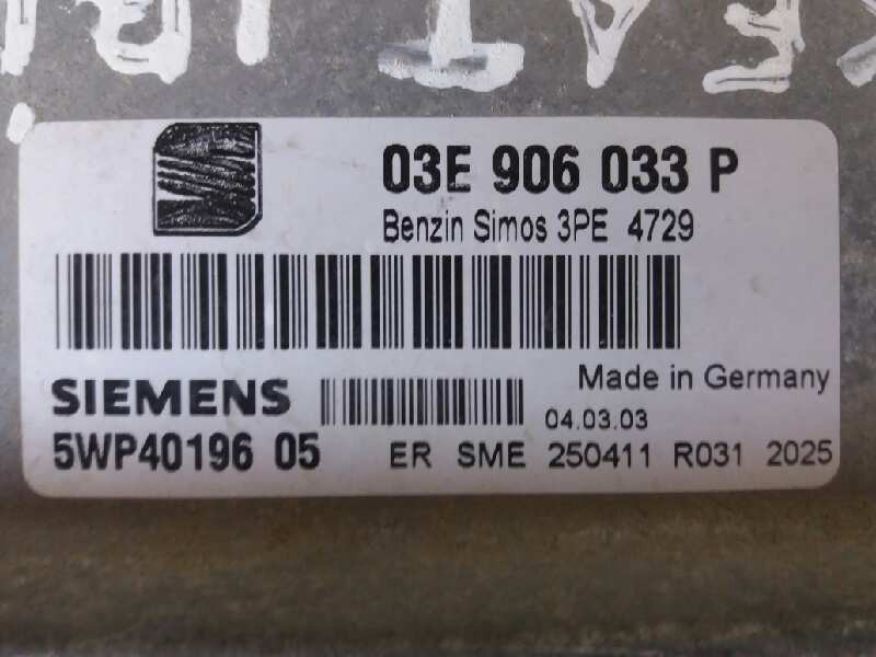 Recambio de centralita motor uce para seat ibiza (6l1) stella   |   08.01 - 12.04 | 2001 - 2004 | 64 cv / 47 kw referencia OEM I