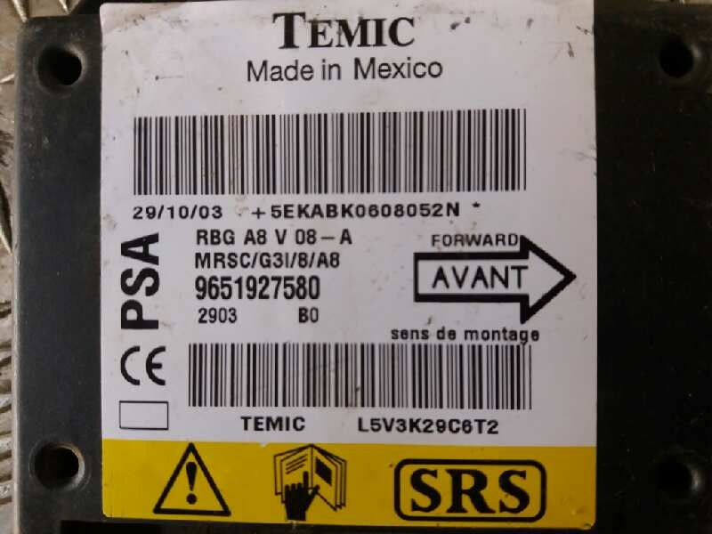 Recambio de centralita airbag para citroen c3    |   0.02 - ... | 2002 referencia OEM IAM 9651927580 MRSCG3I8A8 