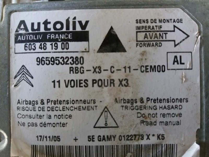 Recambio de centralita airbag para citroen c5 berlina sx (e)   |   09.05 - 12.07 | 2005 - 2007 | 125 cv / 92 kw referencia OEM I