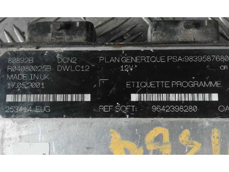 Recambio de centralita motor uce para peugeot partner (s1) combispace   |   07.96 - 12.02 | 1996 - 2002 | 69 cv / 51 kw referenc