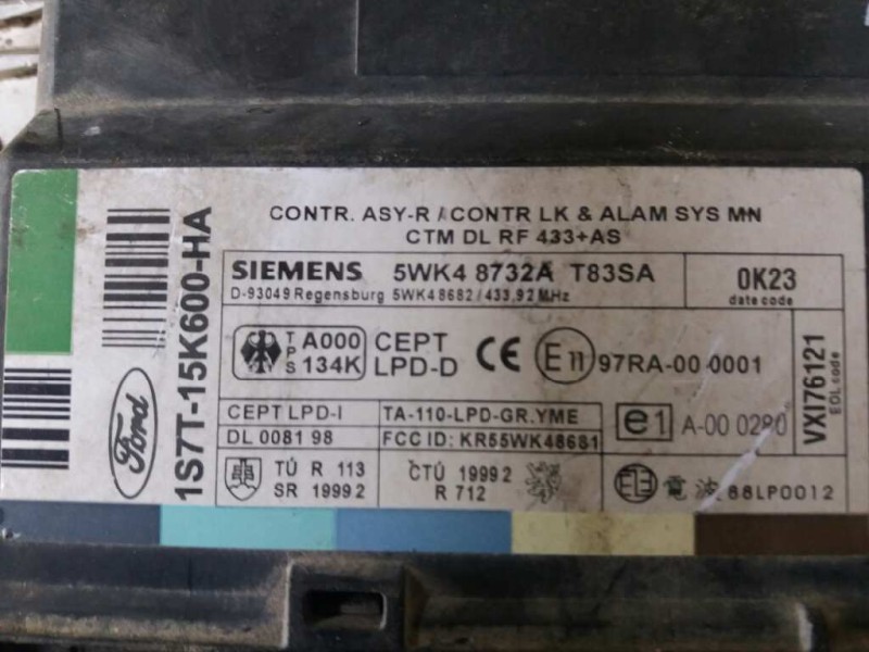Recambio de modulo electronico para ford mondeo berlina (ge) ghia   |   09.00 - 12.02 | 2000 - 2002 | 116 cv / 85 kw referencia 