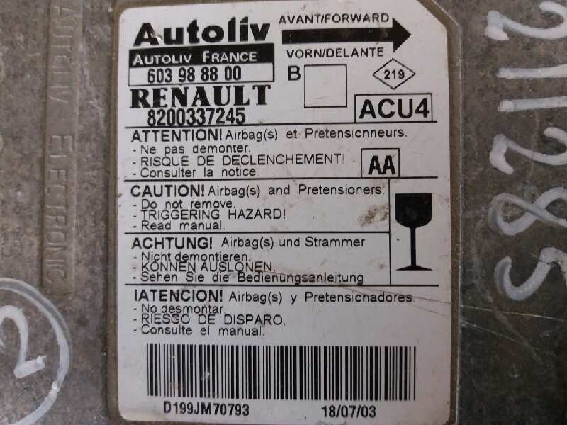 Recambio de centralita airbag para renault megane ii berlina 5p luxe dynamique   |   07.02 - 12.05 | 2002 - 2005 | 120 cv / 88 k