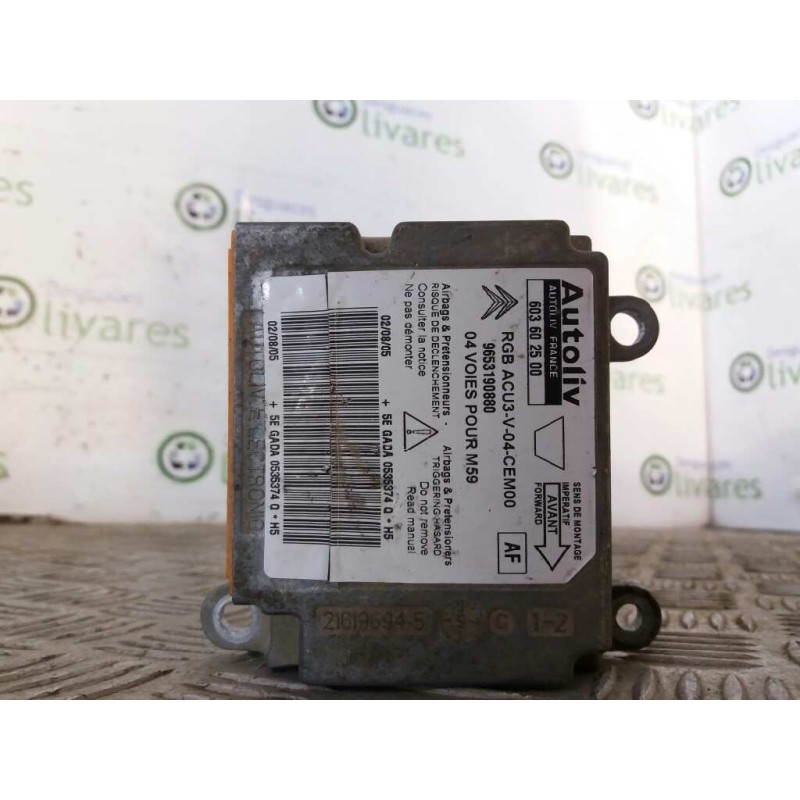 Recambio de centralita airbag para peugeot partner (s2) 1.9 diesel   |   0.02 - ... | 2002 | 69 cv / 51 kw referencia OEM IAM 60