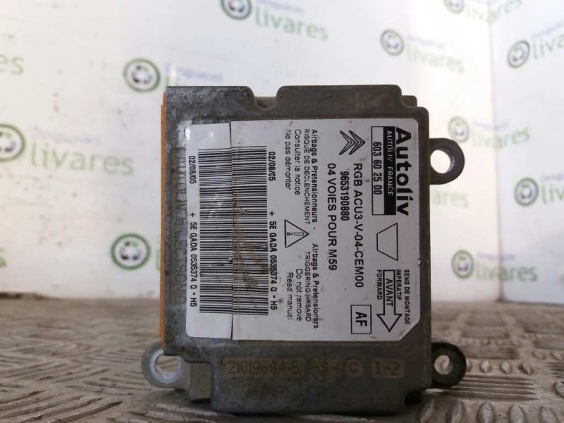 Recambio de centralita airbag para peugeot partner (s2) 1.9 diesel   |   0.02 - ... | 2002 | 69 cv / 51 kw referencia OEM IAM 60